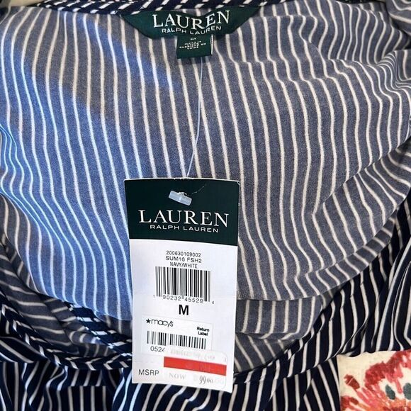 Lauren Ralph Lauren Navy & White striped jumpsuit sz.M NWT - Picture 3 of 3